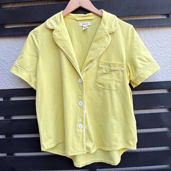 Madewell Knit Bedtime Pajama Top in Pale Citron | Medium - Picture 3 of 5